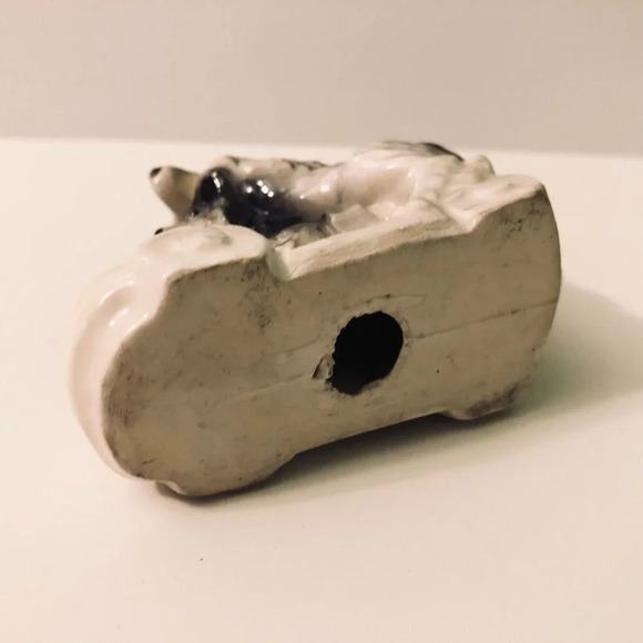 Vintage Husky Dog and Puppy on Small Train 3 Inch Long Figurine Japan - Picture 8 of 12